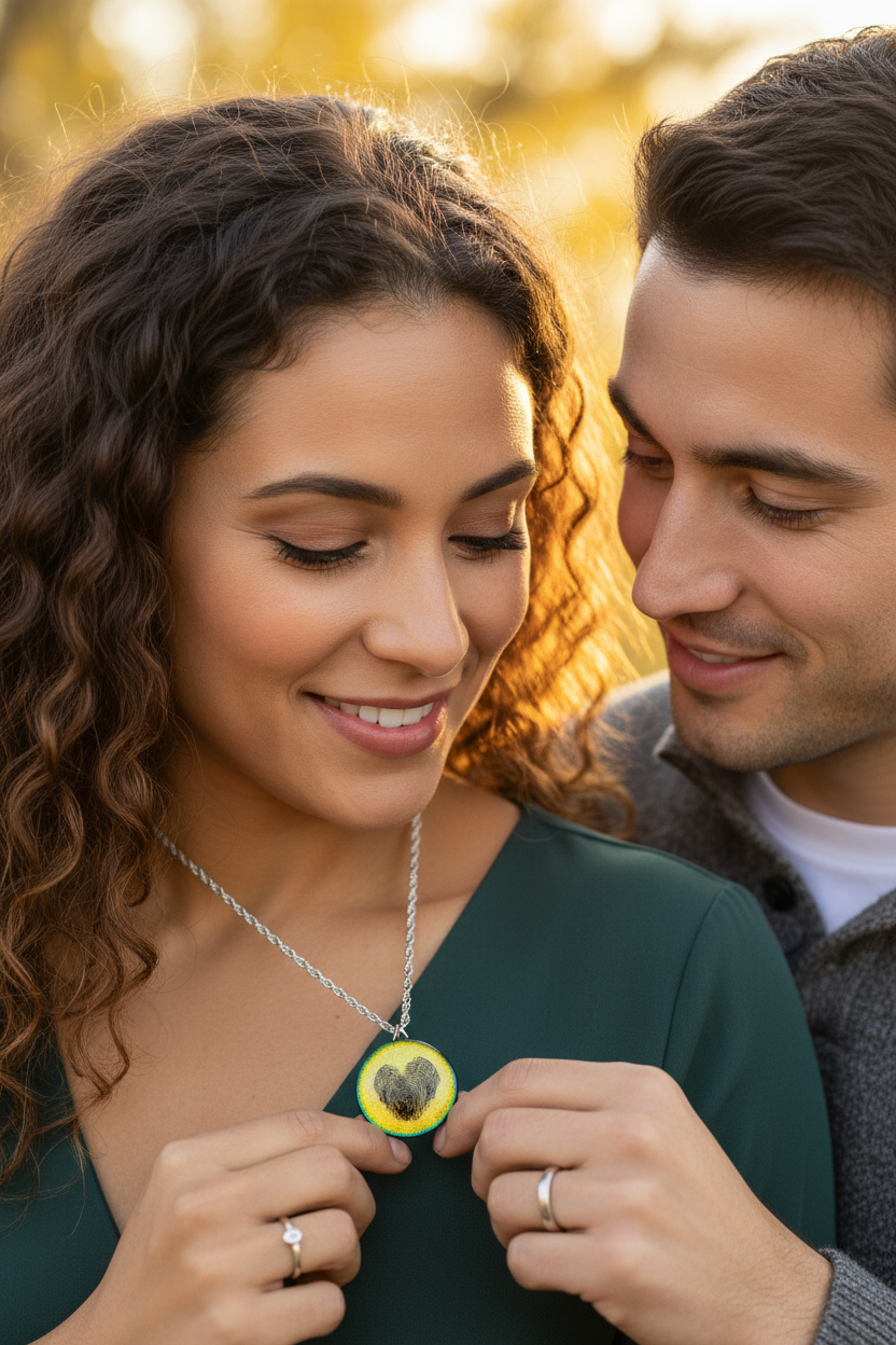 Couples Fingerprint Heart Necklace | Custom Anniversary Keepsake Jewelry