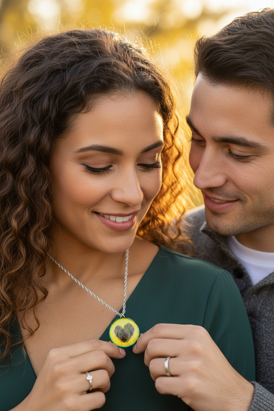 Couples Fingerprint Heart Necklace | Custom Anniversary Keepsake Jewelry