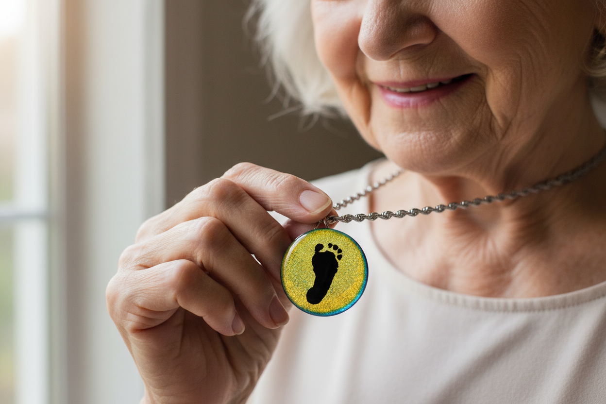 Custom Baby Footprint Necklace | Grandmother Keepsake Jewelry Gift